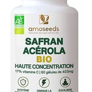 Safran et Acérola BIO Breveté, Extra Fort | Relaxation, Sommeil, Bonne