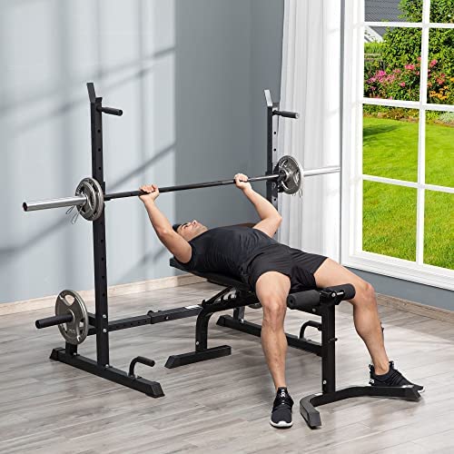 barre musculation avec poids homcom support pour haltères multifonctions avec poignée push up prix réduit