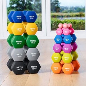 METIS Haltères Hex Dumbells en Néoprène [Varieté de Charges - 0,5 kg à