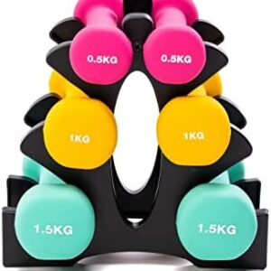 PRISP Ensemble d'Haltères en Néoprène avec Support de Rangement -