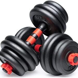 POWRX- Lot de 2 haltères en Fonte 15kg / 20kg / 30kg - Barres