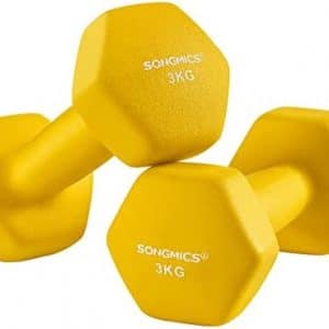 SONGMICS Haltères en Vinyle, 2 x 3 kg, Lot de 2, Jaune SYL066YL
