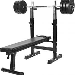 Gorilla Sports Banc de Musculation GS006 + Set disques en Plastique et