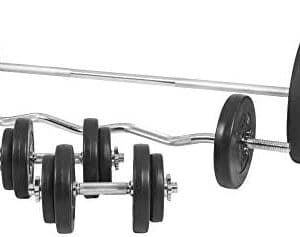 Gorilla Sports Set d'haltères Complet avec disques revêtement