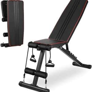 Banc de musculation pliable, banc plat avec cordes élastiques, stable