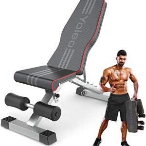 Yoleo Banc d'haltérophilie, réglable et pliable, banc de musculation,