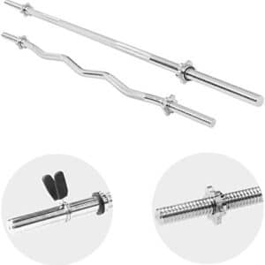 Gorilla Sports Lot : Barre Longue de 170cm + Barre curl de 120cm,