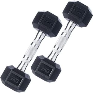 POWRX Haltères de Musculation Hexagonales en Fonte Barre Chromée avec