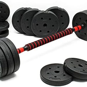 WilTec Kit d’haltères Courts Longs 40kg Set 2en1 avec 16 Plaques de