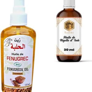 Huile de fenugrec 120 ml + Huile de Nigelle 30 ml Royal Bee -100% Pure