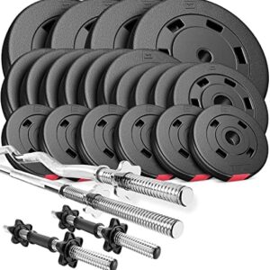 Hop-Sport Ensemble d'haltères 105 kg - Barre Longue, Curl, Super Curl