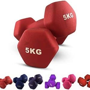 JIM FITNESS Paire d'haltères 2 x 5 kg hexagonaux en caoutchouc Soft