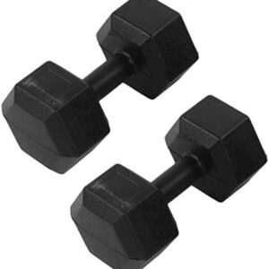 Lot de 2 haltères hexagonales en caoutchouc noir de 5 kg - Équipement