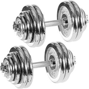 Movit® Set d'haltères Court Pro: 2 Barres 35,5 cm, chromée et moletée,