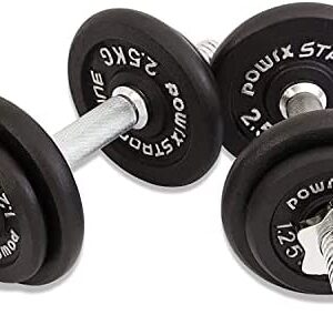 POWRX Haltère en Fonte Set de 20 kg, 30 kg, 35 kg ou 50 kg