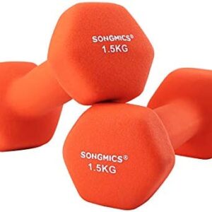 SONGMICS SYL63OG Lot de 2 haltères Courts en Vinyle 2 x 1,5 kg 18,