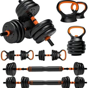 Haltères Réglables Kettlebell 20KG Push-up,ARUNDO 6 en 1 Haltères de