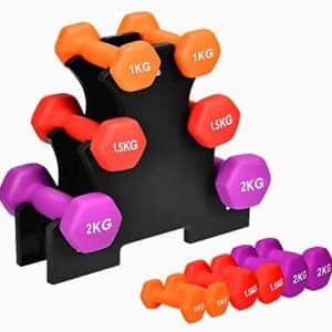 GYMAX Kit Haltères Hexagonal 1 KG, 1,5 KG, 2 KG pour Femmes Hommes,