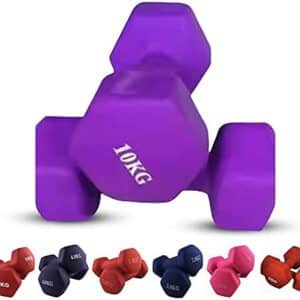 JIM Paire d'haltères 2 x 10 kg hexagonaux en néoprène