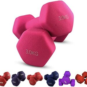 JIM Paire d'haltères 2 x 3 kg hexagonaux en néoprène