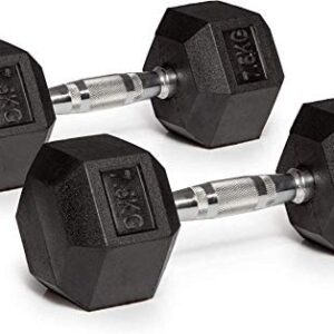 MAXSTRENGTH Haltères hexagonales en caoutchouc pour la maison, la gym,
