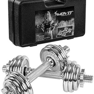 Movit® Set d'haltères Complet chromé 15 kg: 2X haltère avec vis de