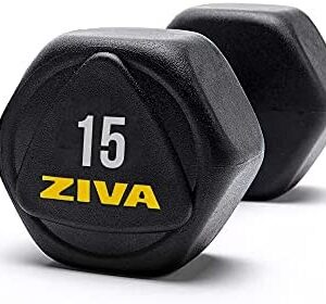 Ziva Hexagon Haltère hexagonale haute performance 15 kg, noyau en