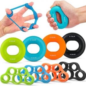 Hand Grip Strengthener Finger Stretcher 8pcs Set, Silicone Finger