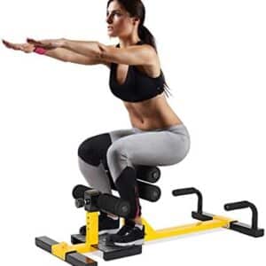 Costway 3 en 1 Sissy Squat en Fer Machine à Squat Hauteur Réglable à 6