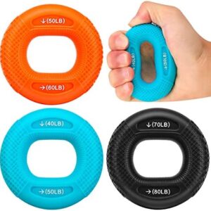 MoKo Muscleurs de Main, Lot de 3 Anneaux de Préhension en Silicone