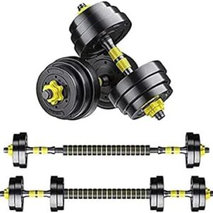 FUQIN Lot de 2 haltères courts réglables 10 15 20 30 kg - Avec tube en