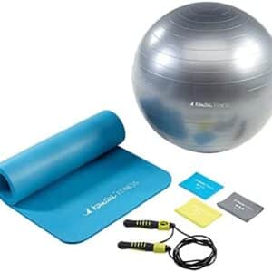 Pack Tapis et Ballon de Gym, 3 Bandes élastiques, Corde à Sauter,