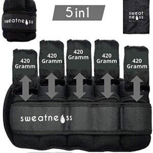 sweatness Lot de 2 manchons de poids réglables [2 x 0,3-2,25 kg = 4,5