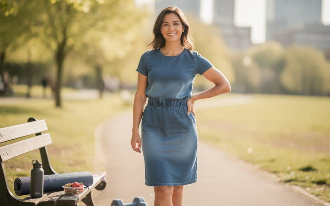découvrez cette robe en jean bonprix, parfaite pour cacher la graisse abdominale. une pépite mode plébiscitée par les clientes avec une note de 4 sur 5, alliant confort et style.